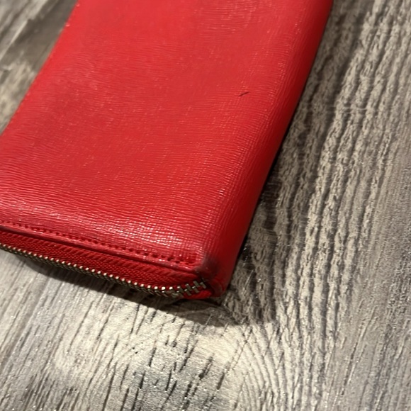 Furla Red Saffiano Leather Zip Around Wallet - Picture 9 of 16